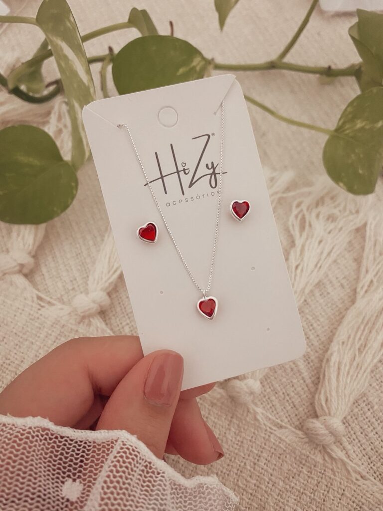 Conjunto Coração Vermelho