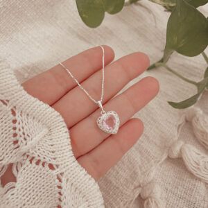Colar coração rosa