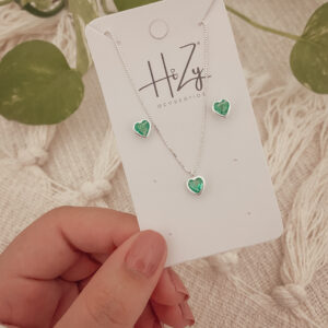 Conjunto Coração Verde Água