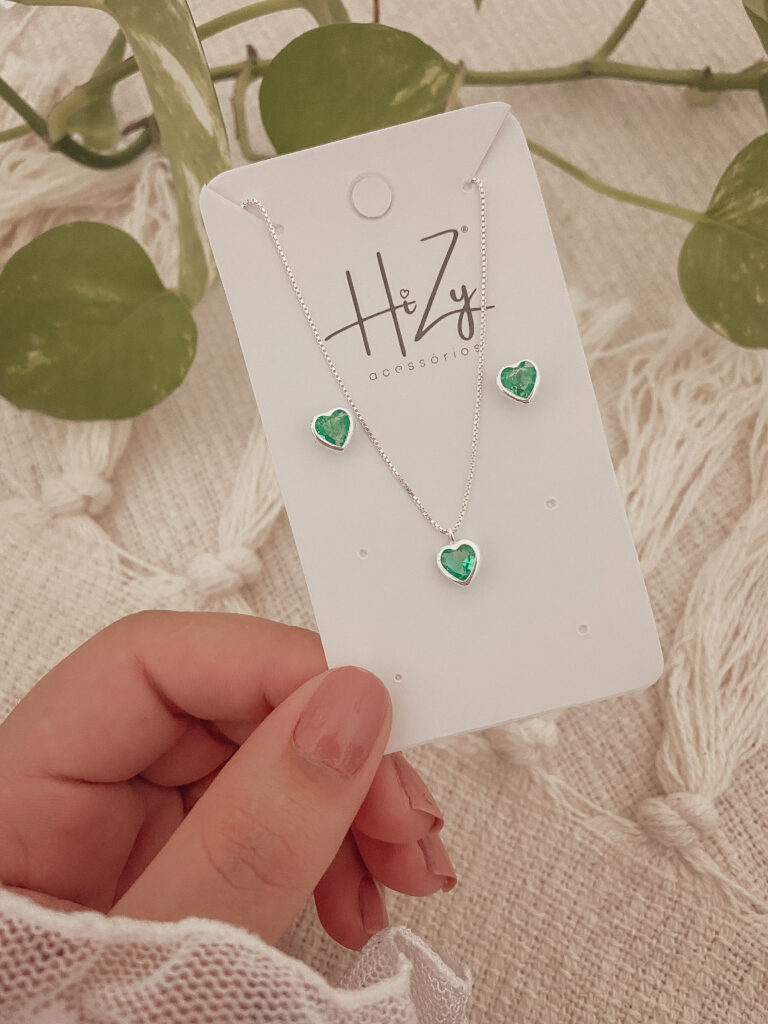 Conjunto Coração Verde Água