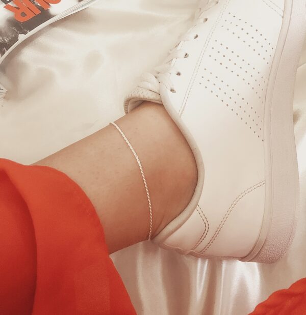 Tornozeleira cabo de aço Prata925