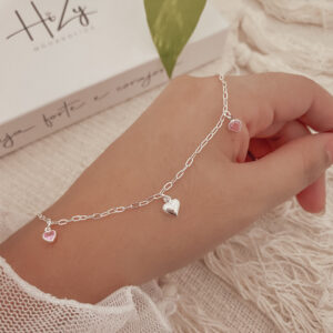 Pulseira Corações Rosa